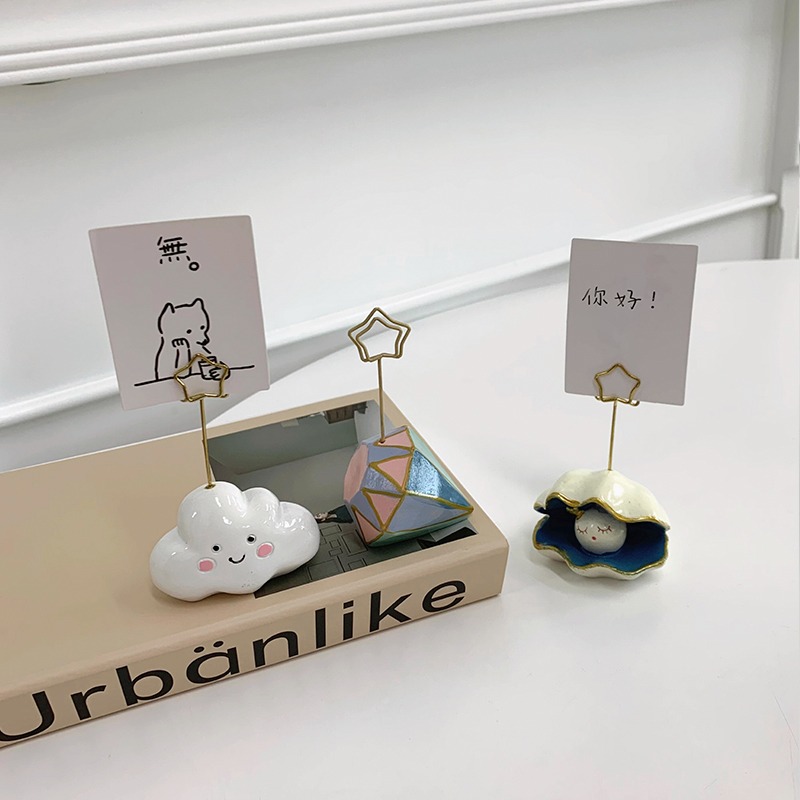 ins風創意桌面留言夾擺件明信片照片相片名片便簽小夾子立式支架-細節圖5