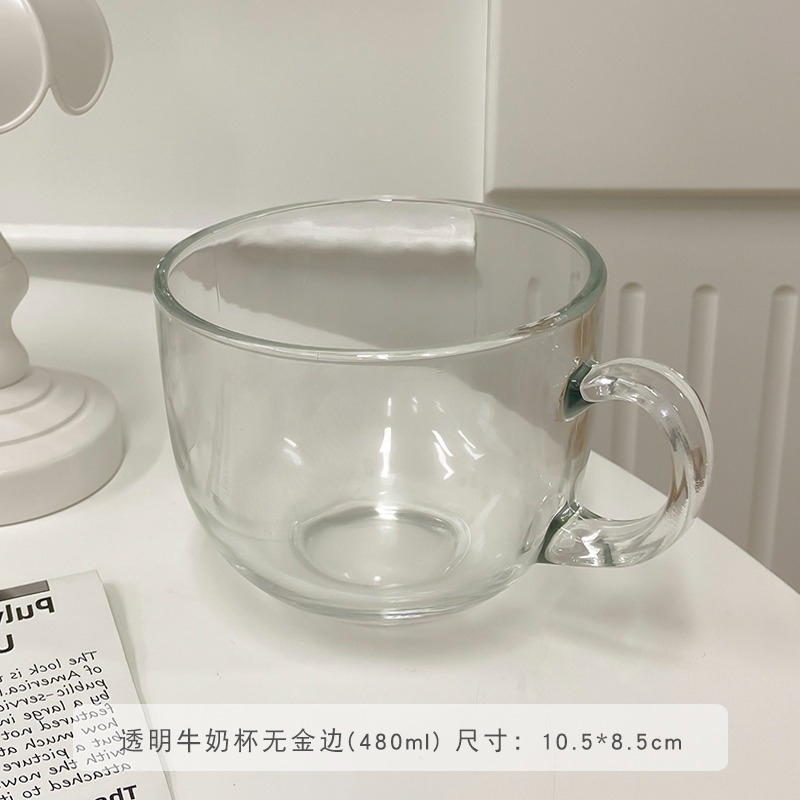 網紅茶色玻璃杯大容量水杯女耐熱帶勺子家用咖啡燕麥牛奶早餐杯子-細節圖6