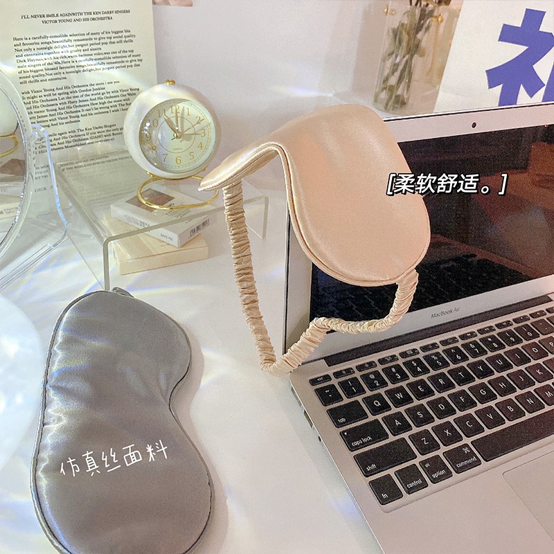 ins透氣雙面遮光眼罩睡眠專用緩解眼疲勞仿真絲護眼睡覺學生男女-細節圖4