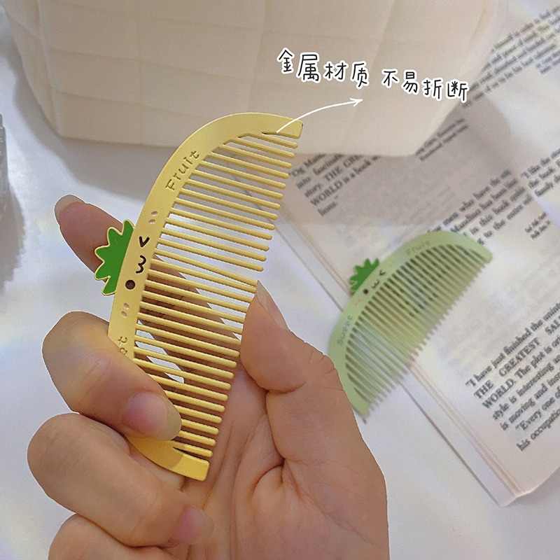 可愛金屬小梳子女士長發專用隨身便攜直發梳迷你家用美發梳防靜電-細節圖3