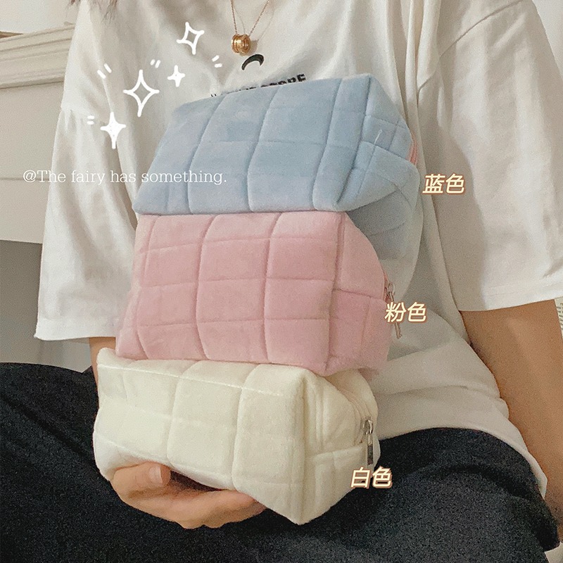 高級感純色化妝包女便攜大容量化妝品收納包洗漱包旅行化妝袋簡約-細節圖2