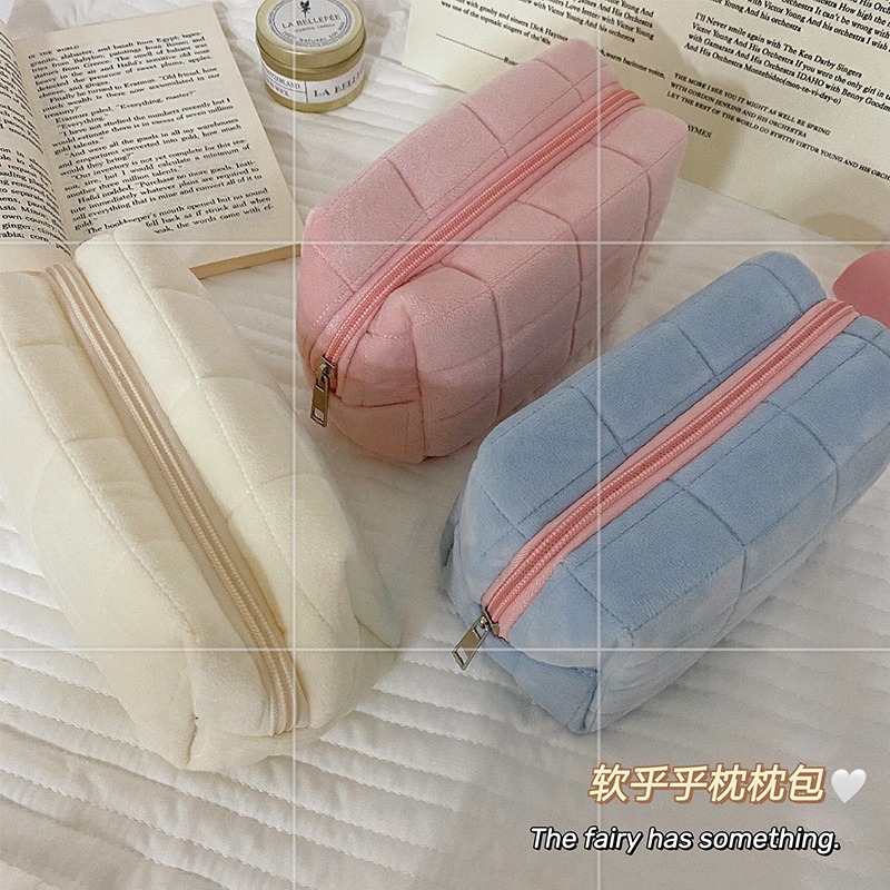 高級感純色化妝包女便攜大容量化妝品收納包洗漱包旅行化妝袋簡約-細節圖3