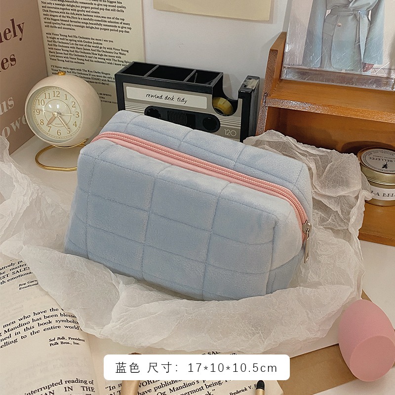 高級感純色化妝包女便攜大容量化妝品收納包洗漱包旅行化妝袋簡約-細節圖6