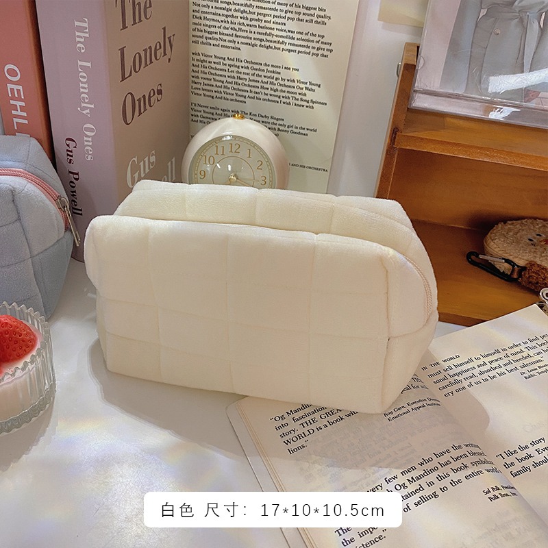 高級感純色化妝包女便攜大容量化妝品收納包洗漱包旅行化妝袋簡約-細節圖7