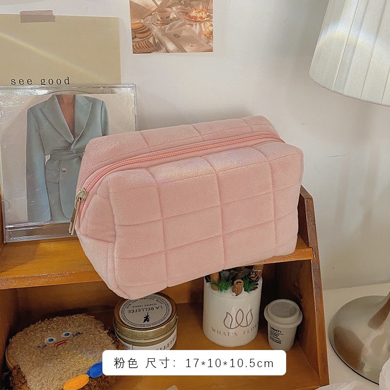 高級感純色化妝包女便攜大容量化妝品收納包洗漱包旅行化妝袋簡約-細節圖8