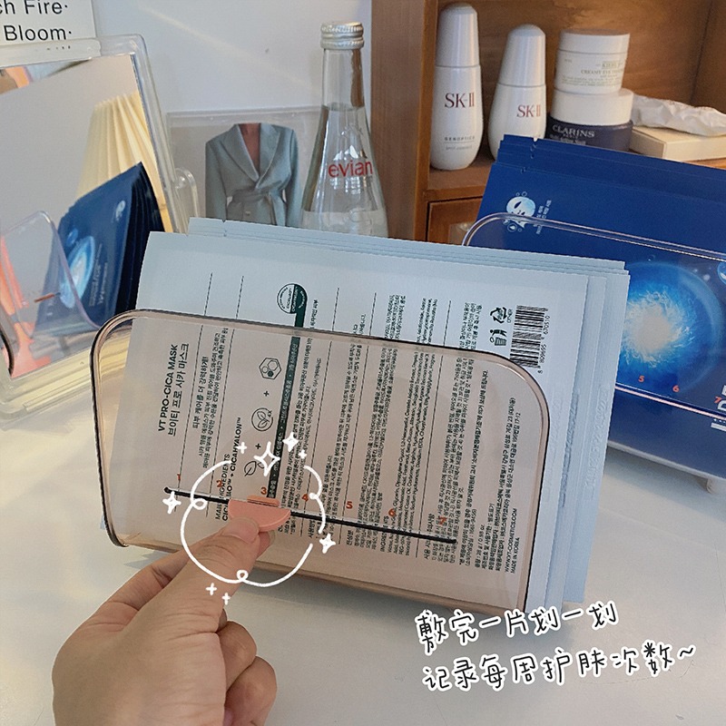 ins記憶面膜收納盒桌面透明化妝品置物架學生宿舍護膚品收納神器-細節圖2