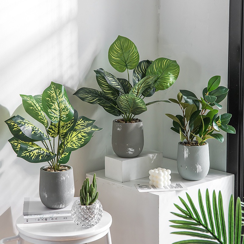 北歐仿真植物盆栽綠植客廳擺件ins風臥室內裝飾品龜背葉假草盆景-細節圖2