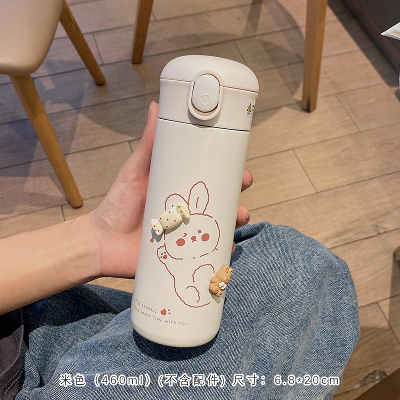 ins風帶吸管保溫杯女士高顏值水杯可愛簡約304不銹鋼杯子女生便攜-細節圖6