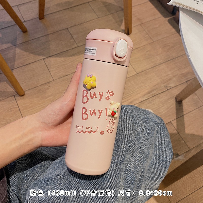 ins風帶吸管保溫杯女士高顏值水杯可愛簡約304不銹鋼杯子女生便攜-細節圖7