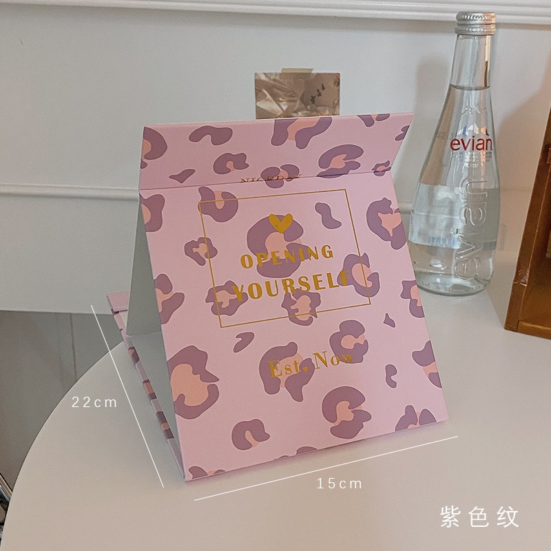 ins風折疊鏡子學生宿舍女化妝鏡臺式桌面可立便攜隨身梳妝鏡大號-細節圖6