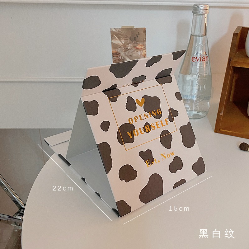 ins風折疊鏡子學生宿舍女化妝鏡臺式桌面可立便攜隨身梳妝鏡大號-細節圖7