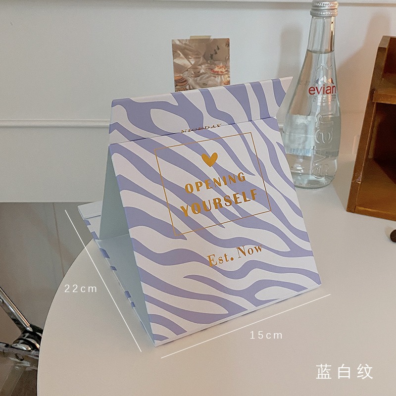 ins風折疊鏡子學生宿舍女化妝鏡臺式桌面可立便攜隨身梳妝鏡大號-細節圖9