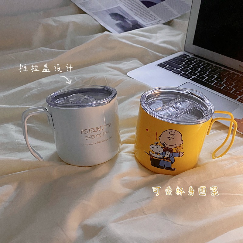 簡約帶蓋杯子女水杯ins風創意馬克杯子可愛家用大容量咖啡杯茶杯-細節圖2