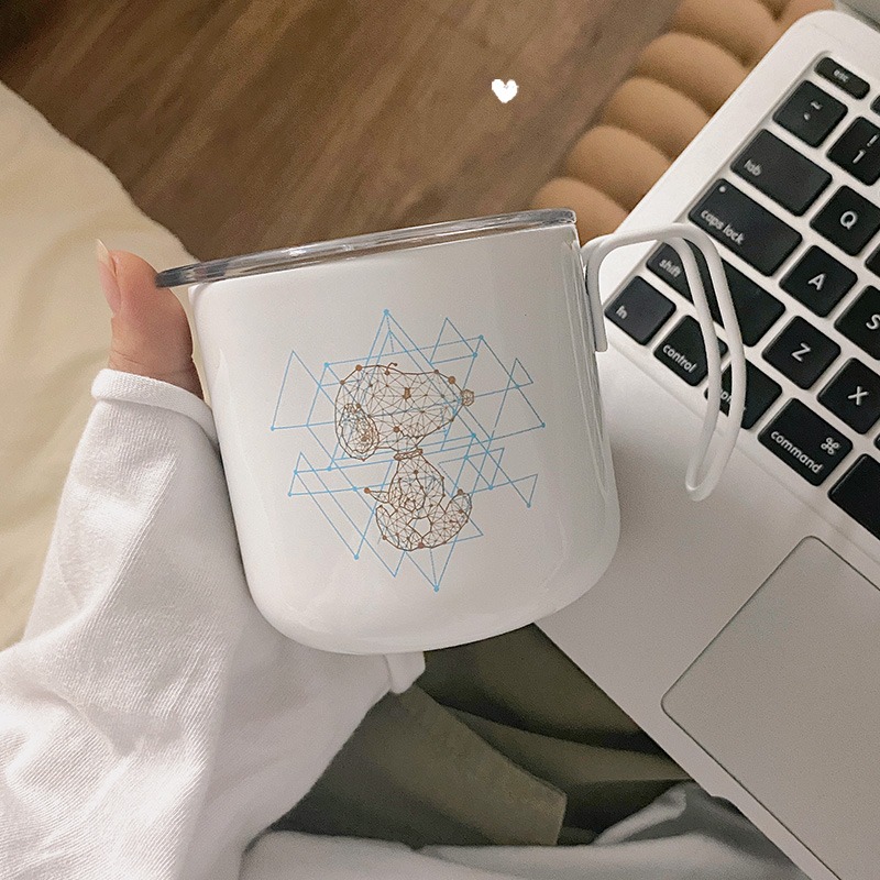 簡約帶蓋杯子女水杯ins風創意馬克杯子可愛家用大容量咖啡杯茶杯-細節圖4