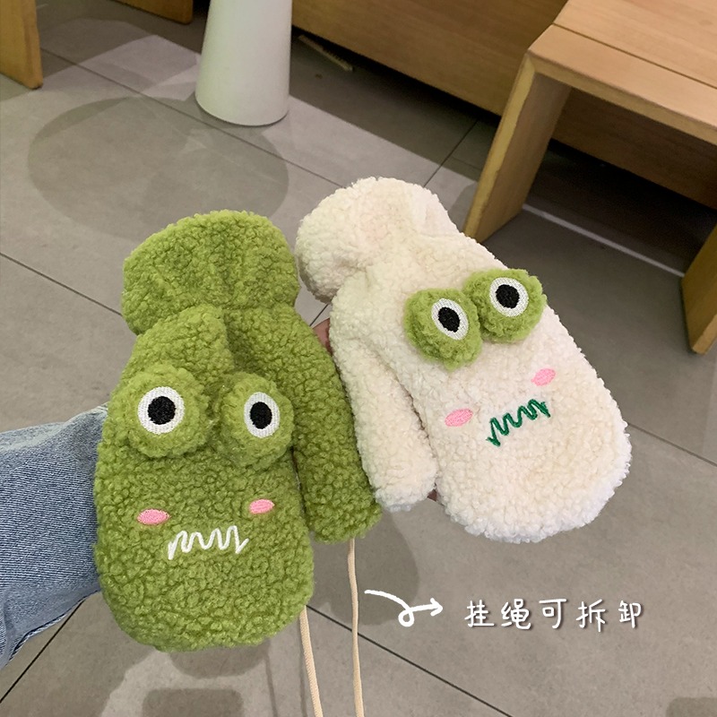 保暖手套冬季女騎行騎車可愛ins保暖冬天加絨戶外防寒棉毛絨加厚-細節圖4
