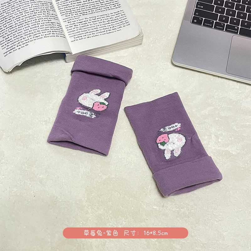 可愛半指手套冬季女保暖防寒半截露指五指薄款針織學生可寫字冬天-細節圖8