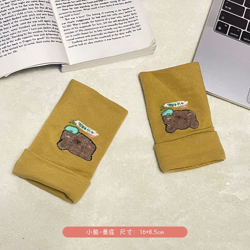 可愛半指手套冬季女保暖防寒半截露指五指薄款針織學生可寫字冬天-細節圖9