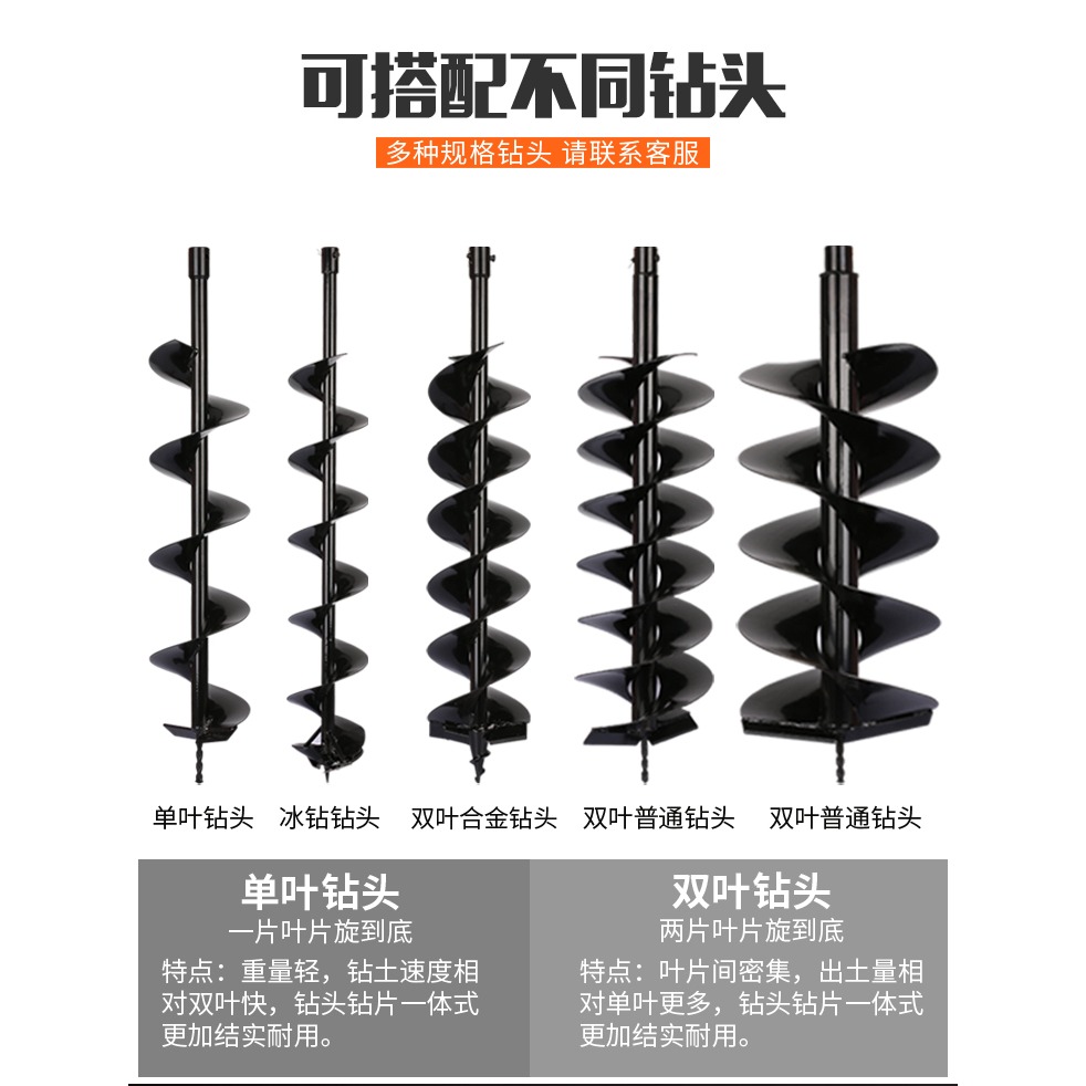 地鉆鎢鋼合金鉆頭打孔機挖坑機打洞機鉆頭螺旋鉆桿汽油鉆土機鉆頭-細節圖8