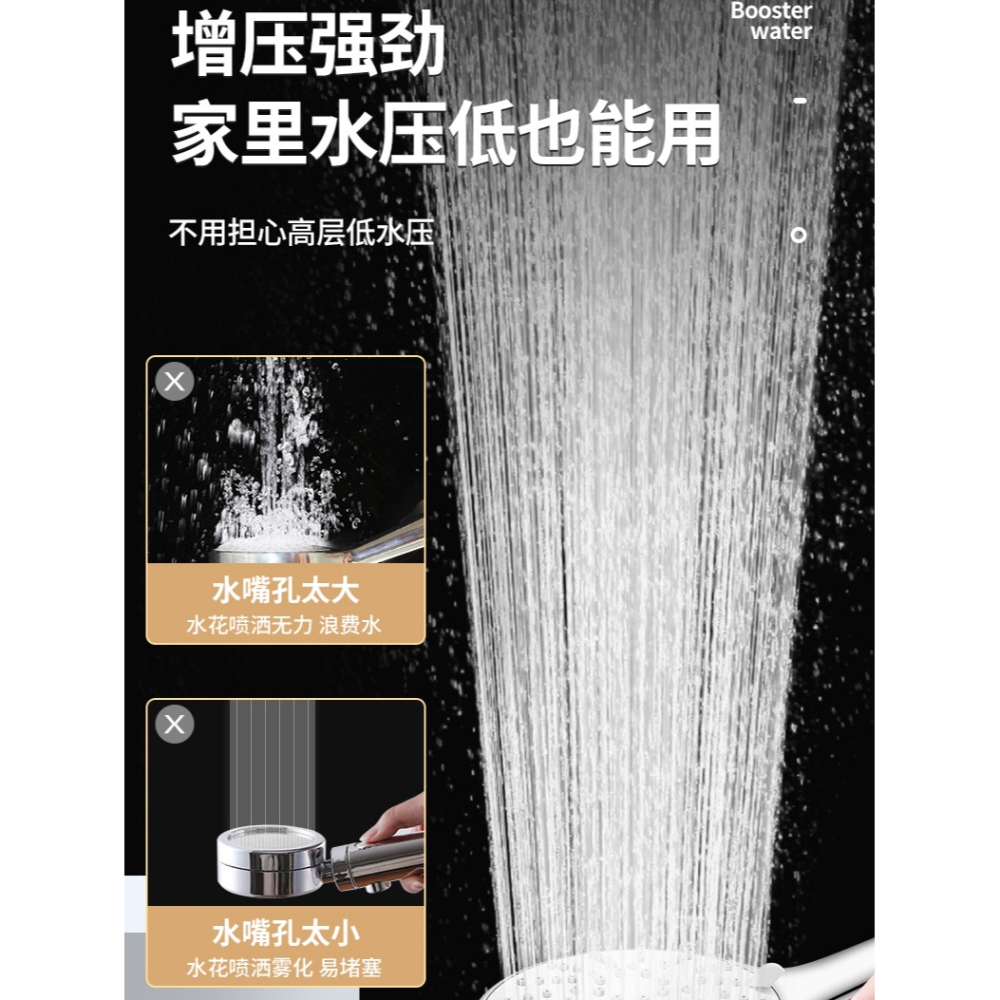 增壓淋浴花灑噴頭浴室沐浴洗澡花曬頭超強淋雨熱水器浴霸軟管套裝-細節圖7
