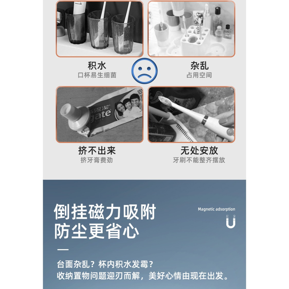 擠牙膏神器全自動擠壓器免打孔壁掛式家用新款兒童牙刷收納置物架-細節圖7