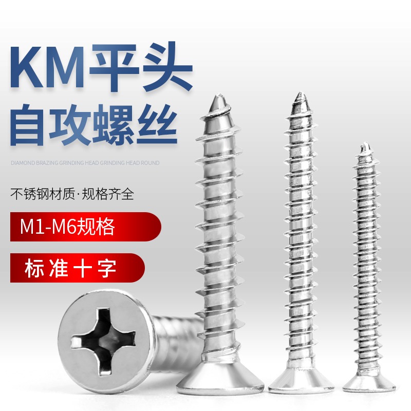 304不銹鋼自攻螺絲平頭螺絲釘十字沉頭螺絲加長木螺釘M2M3M4M5M6-細節圖2