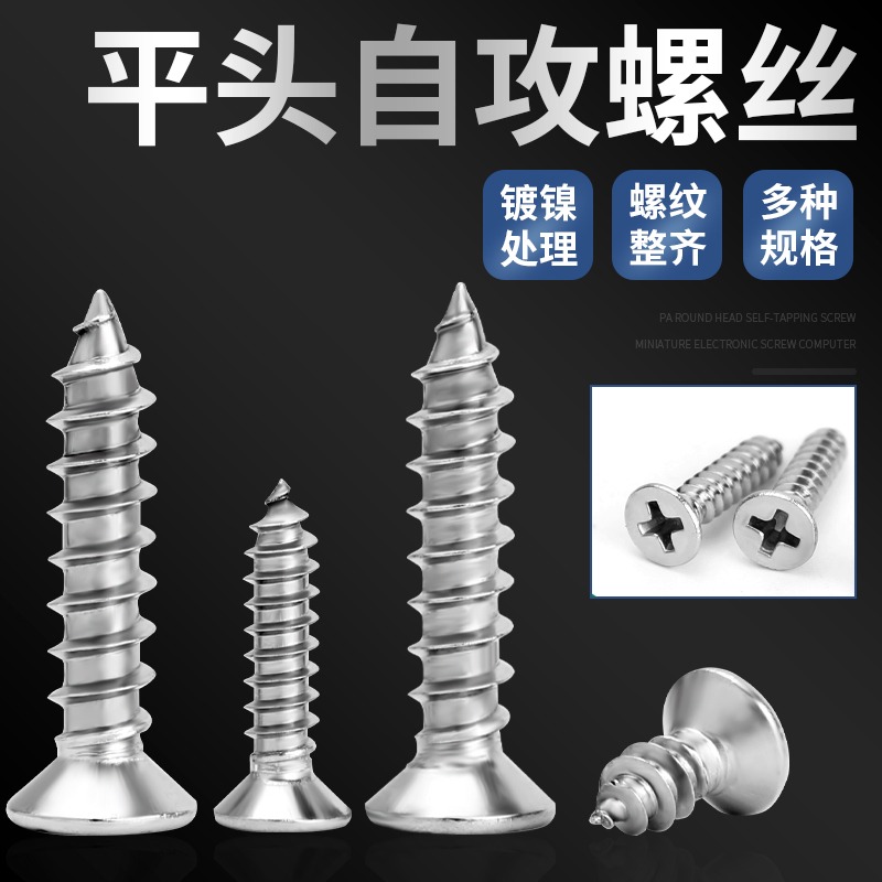 304不銹鋼自攻螺絲平頭螺絲釘十字沉頭螺絲加長木螺釘M2M3M4M5M6-細節圖4