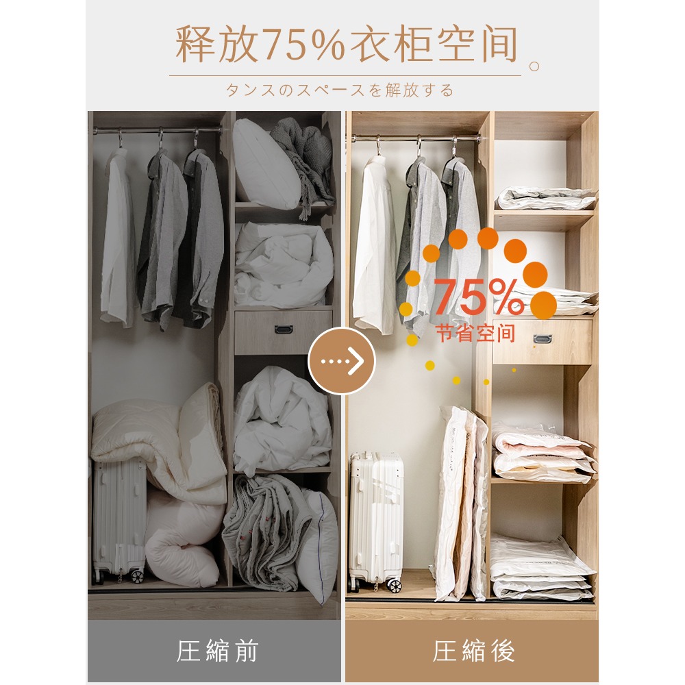 真空壓縮收納袋收縮被子棉被家用抽氣袋子整理衣服衣物行李箱專用-細節圖2
