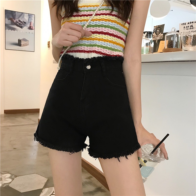 夏季泫雅同款網紅牛仔短褲女高腰顯瘦白色a字熱褲學生百搭潮-細節圖4