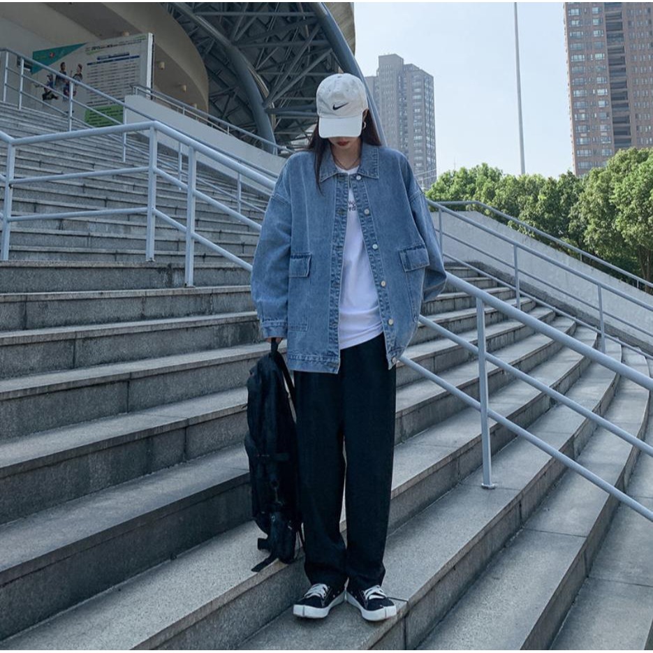 牛仔外套女新款春秋寬松韓版學生風復古港味夾克百搭上衣服潮-細節圖7