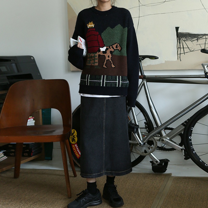 大碼半身裙女2020早秋新款開叉牛仔裙胖mm高腰百搭A字裙中長裙子-細節圖2