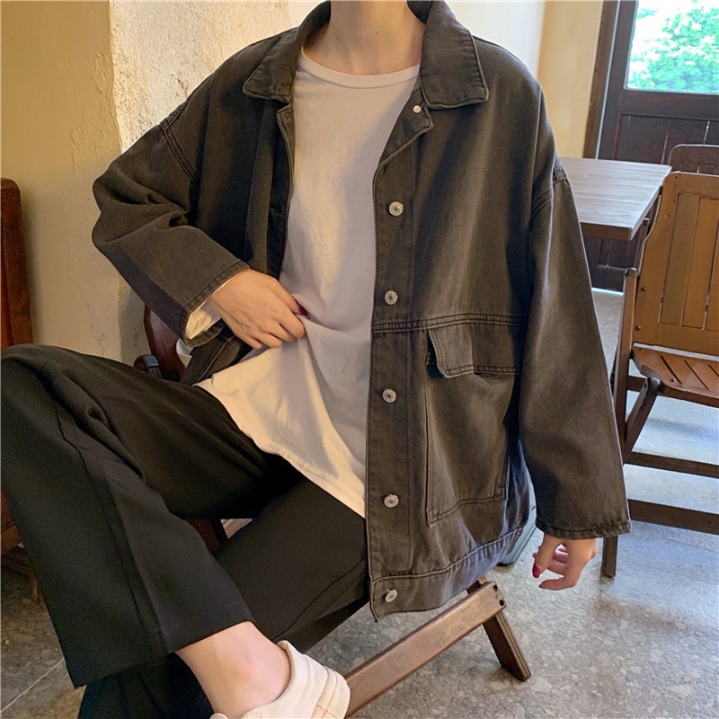 新款學生上衣BF風港味復古秋季年百搭寬松顯瘦牛仔外套長袖女-細節圖5