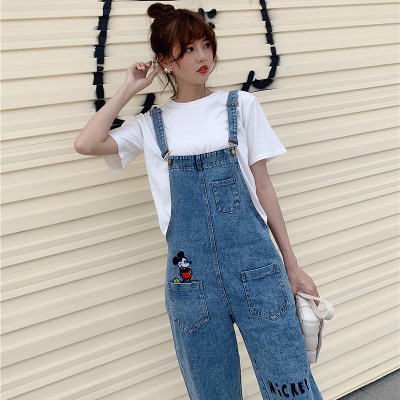 背帶褲套裝洋氣減齡韓版寬松夏季薄款高腰牛仔褲女顯瘦顯高小個子-細節圖3