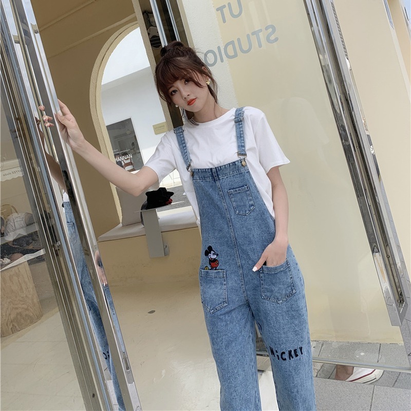 背帶褲套裝洋氣減齡韓版寬松夏季薄款高腰牛仔褲女顯瘦顯高小個子-細節圖4