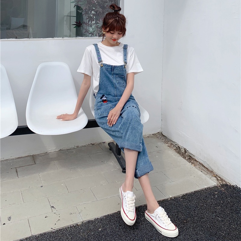 背帶褲套裝洋氣減齡韓版寬松夏季薄款高腰牛仔褲女顯瘦顯高小個子-細節圖5