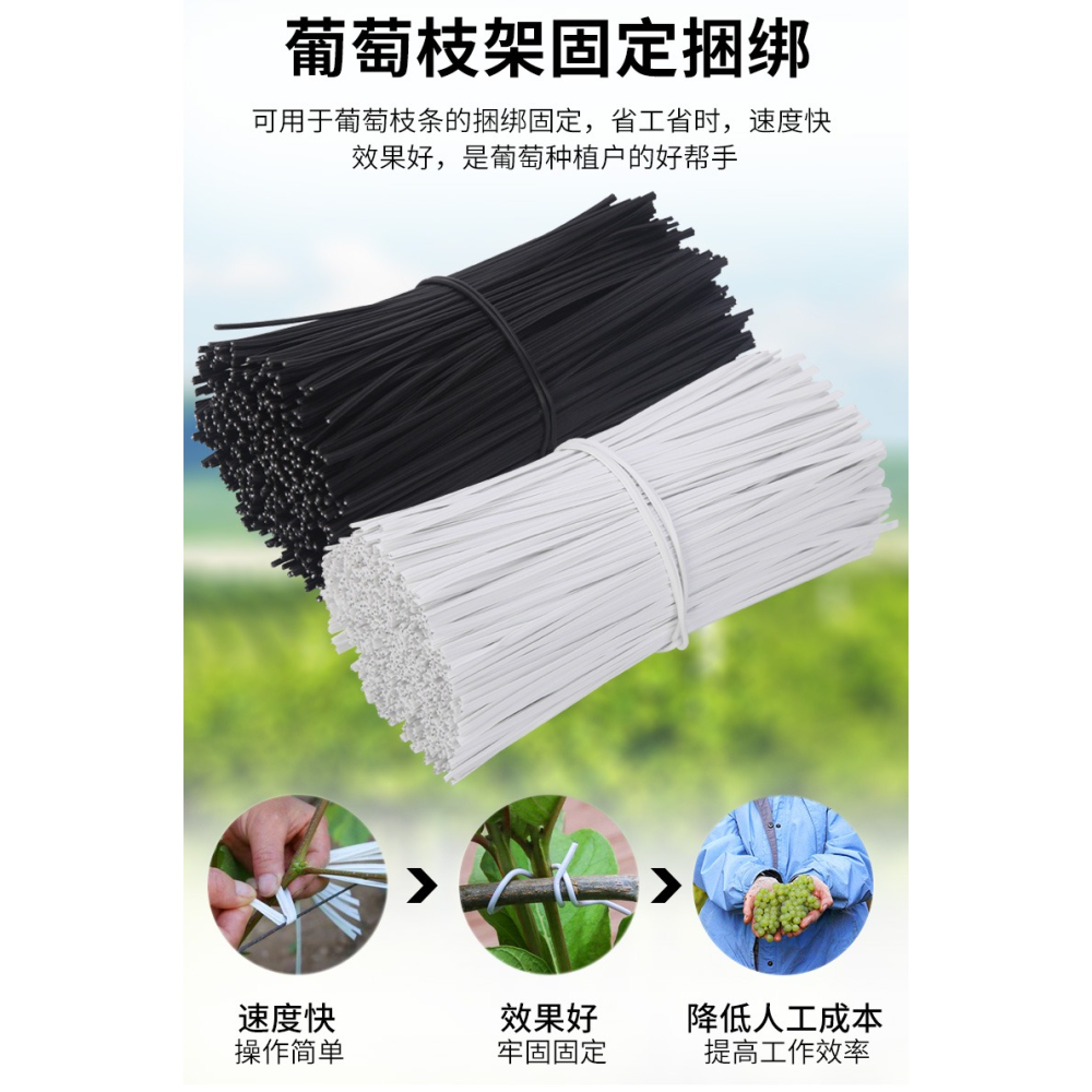 電鍍鋅包塑細鐵絲軟扎帶綁葡萄藤枝架的塑料綁絲電線電纜扎條扎絲-細節圖7