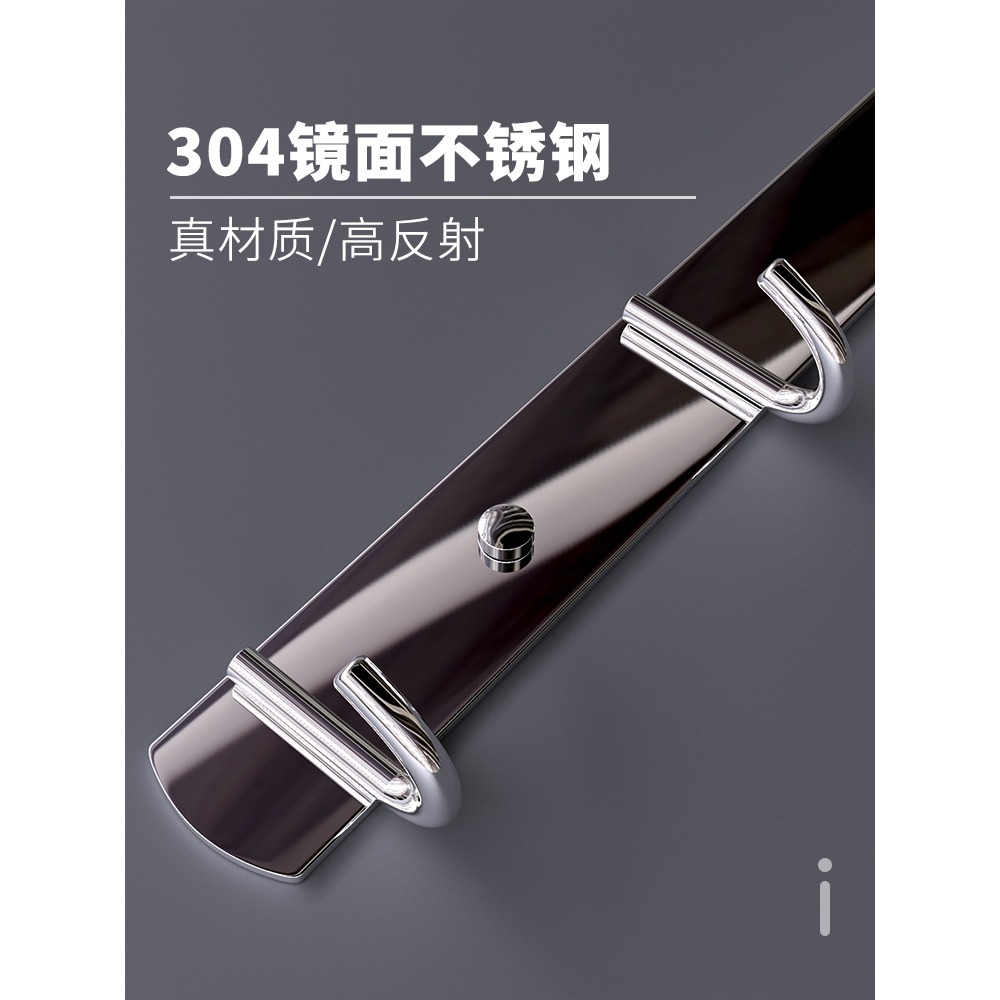 掛鉤強力粘膠免打孔不銹鋼壁掛墻上浴室廚房衛生間門後一排長條鉤-細節圖4