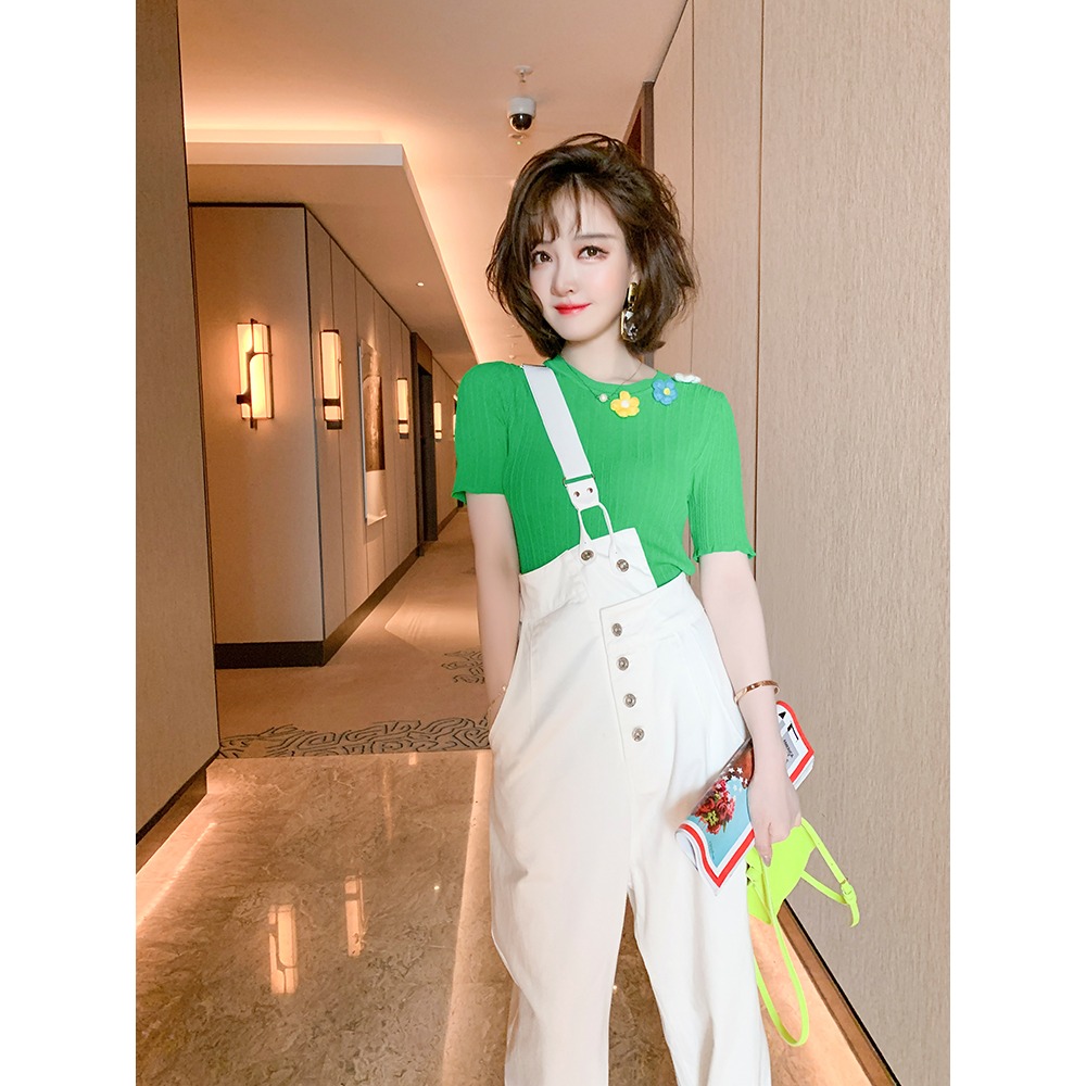 MIUCO不對稱單肩帶不規則高腰剪裁寬松褲腿背帶褲女裝春季新-細節圖9