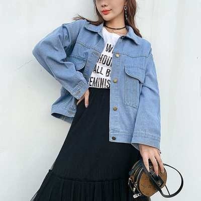 網紅ins韓版牛仔外套女年春季新款寬松中長款復古港味上衣潮-細節圖3