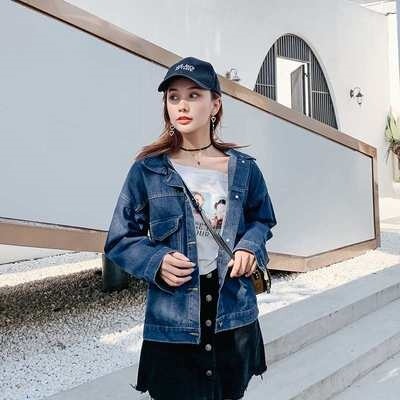 網紅ins韓版牛仔外套女年春季新款寬松中長款復古港味上衣潮-細節圖4