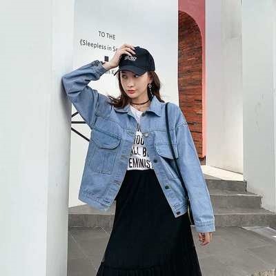 網紅ins韓版牛仔外套女年春季新款寬松中長款復古港味上衣潮-細節圖5