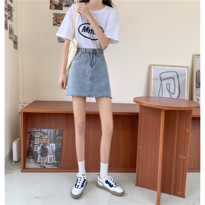 牛仔半身裙女春秋季夏新款網紅高腰a字裙辣妹包臀短裙子ins風-細節圖4