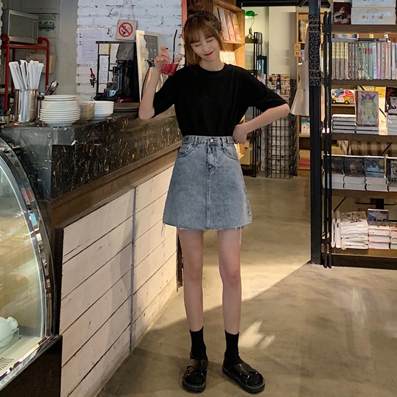 夏季高腰大碼胖mm牛仔裙女顯瘦半身裙包臀A字短裙仙女裙子潮-細節圖3