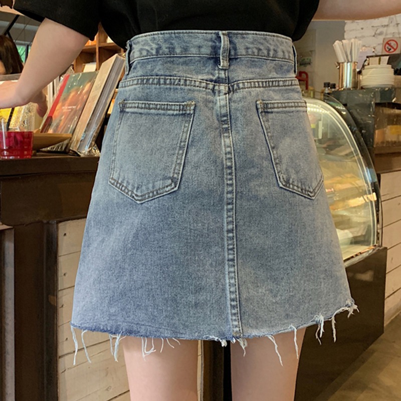 夏季高腰大碼胖mm牛仔裙女顯瘦半身裙包臀A字短裙仙女裙子潮-細節圖4