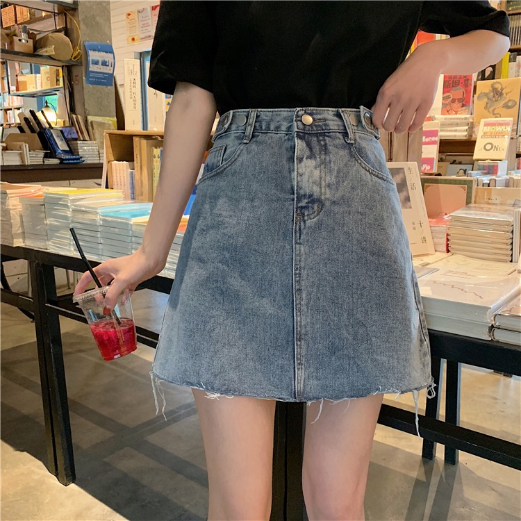 夏季高腰大碼胖mm牛仔裙女顯瘦半身裙包臀A字短裙仙女裙子潮-細節圖9