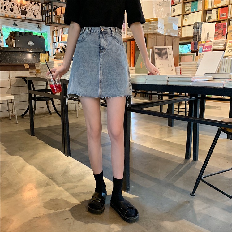 夏季高腰大碼胖mm牛仔裙女顯瘦半身裙包臀A字短裙仙女裙子潮-細節圖10