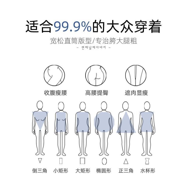 高腰顯瘦乞丐破洞牛仔拖地褲女直筒寬松老爹大碼胖mm垂感闊腿長褲-細節圖10