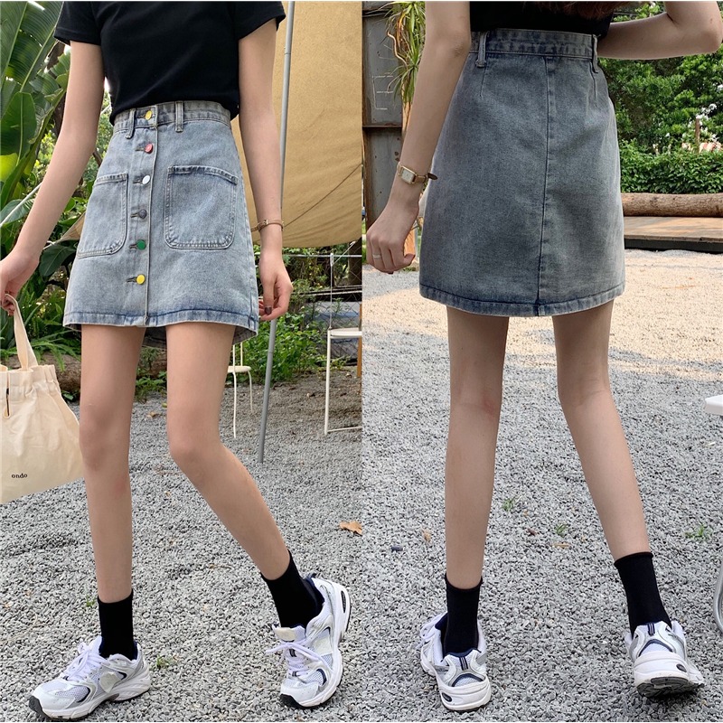 學生a裙子顯高腰胖女包mm裙夏季字大瘦半身短裙臀新款碼牛仔-細節圖2