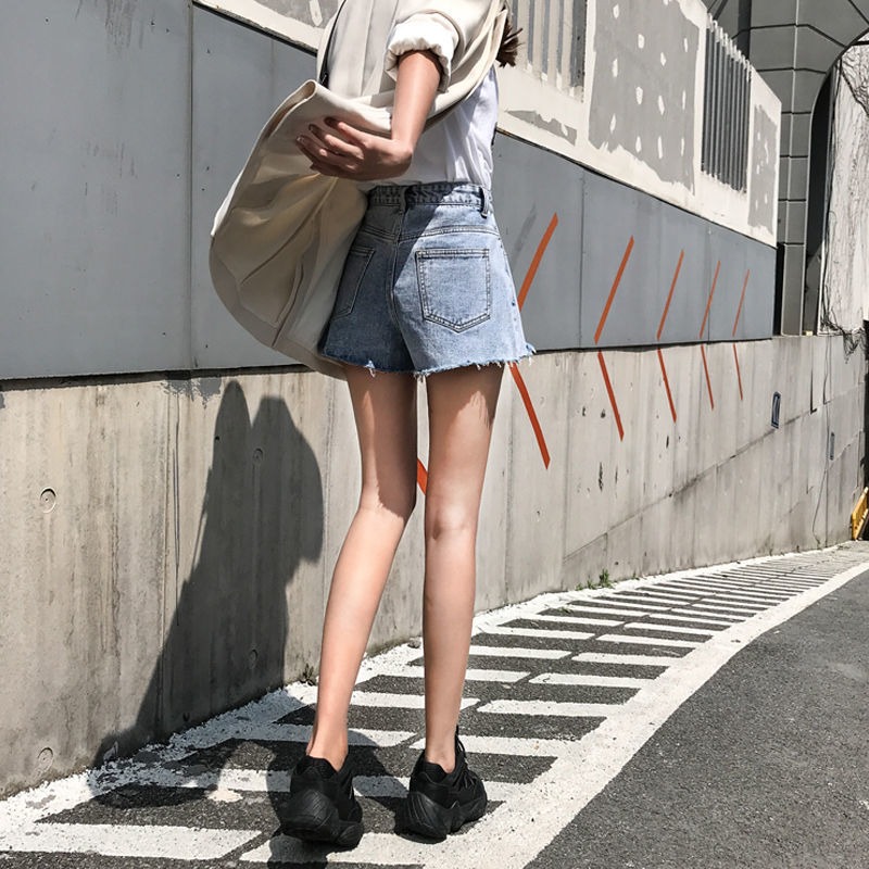 夏季網紅高腰牛仔短褲女新款顯瘦韓版寬松bf泫雅闊腿a字超熱褲潮-細節圖3