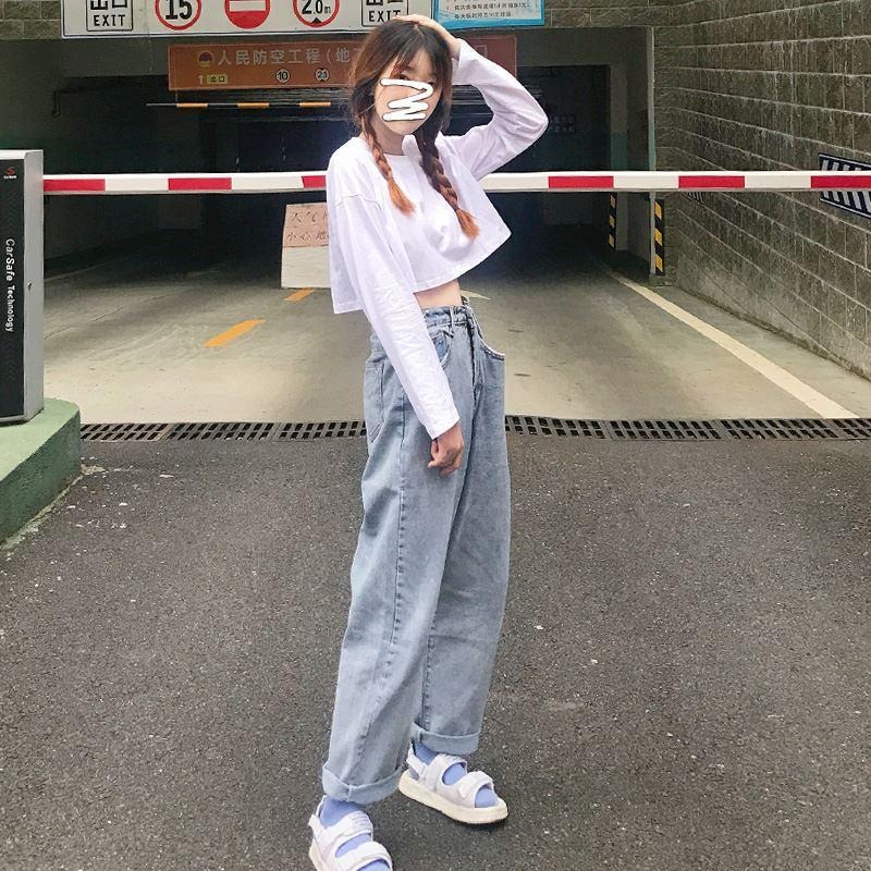 高腰垂感泫雅風鎖扣拖地褲女夏季薄款直筒褲子女寬松牛仔闊腿褲潮-細節圖4