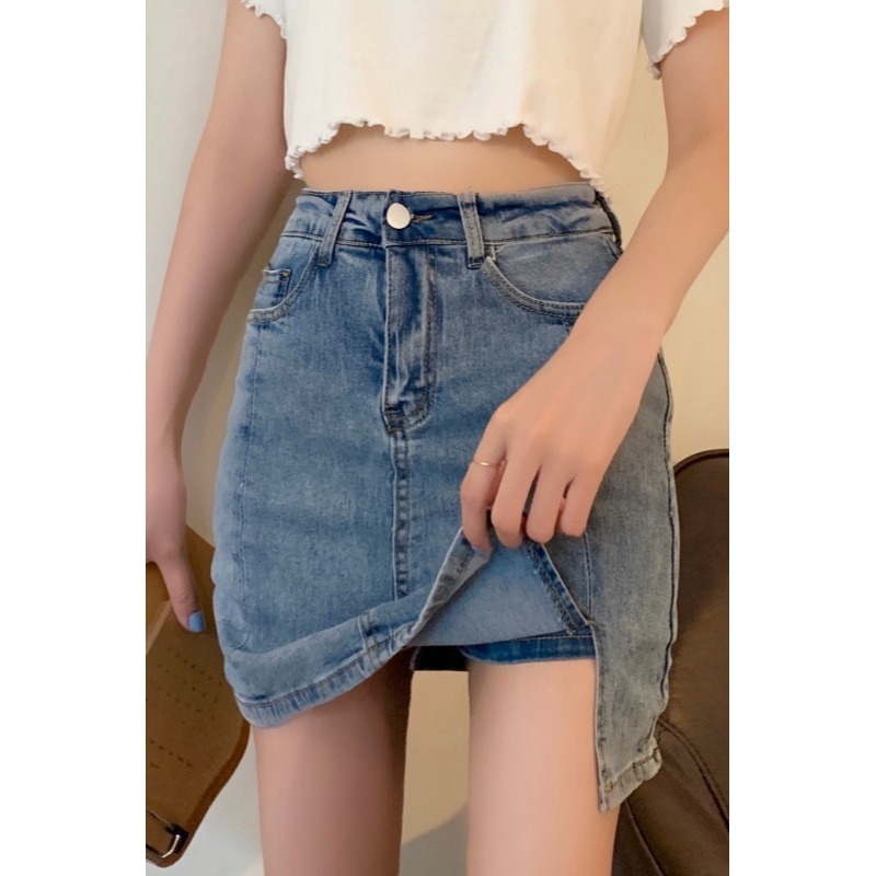 夏季韓版大碼胖mm牛仔短裙褲女ins高腰防走光顯瘦a字包臀半身裙潮-細節圖6